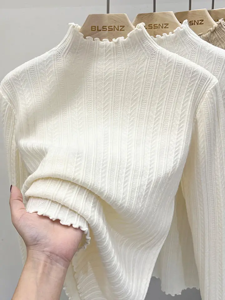 Pletený sveter Kórejský štýl oblečenia Ladies 'Underments' Sweater Top Woman oblečenie biely sveter korytnačky