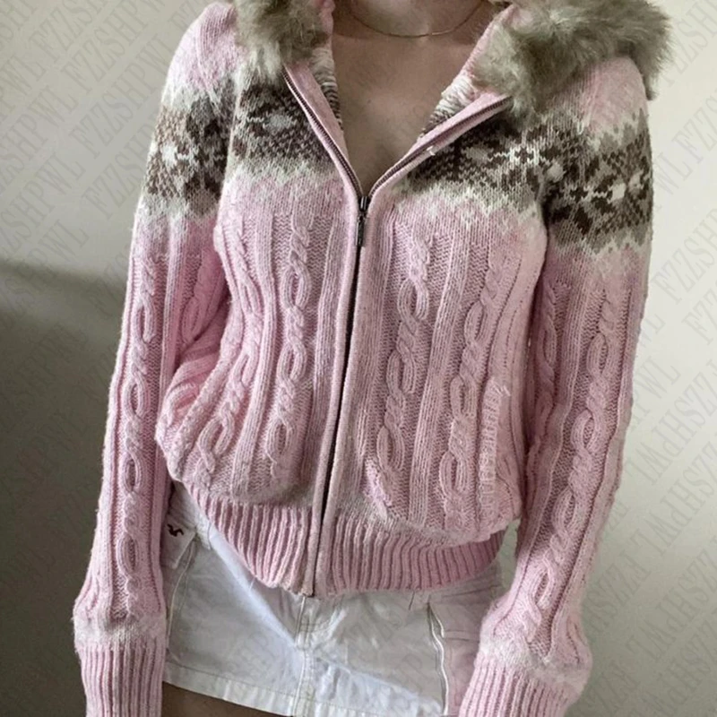 Pletený sveter s kapucňou padá zima zimné teplé gombíky s dlhým rukávom voľný pulóver Solid harajuku lenivý sprot furcollar mikina