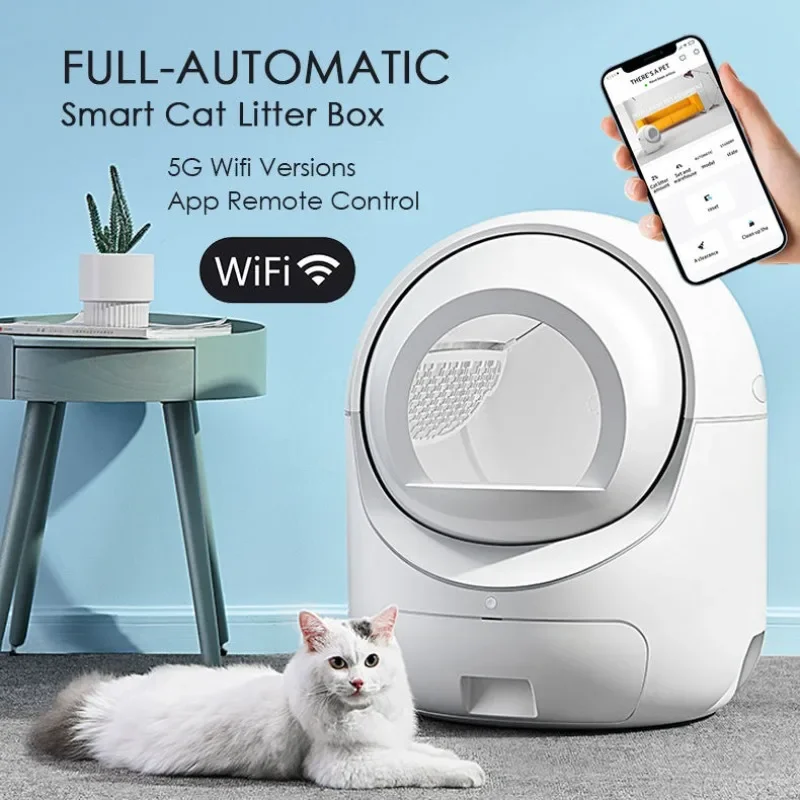 Plne automatická mačka s mačkou Litter box veľký priestor anti-splash Smart Cat Litter Box 5G WiFi diaľkové ovládanie zatvorené toaleta mačiek
