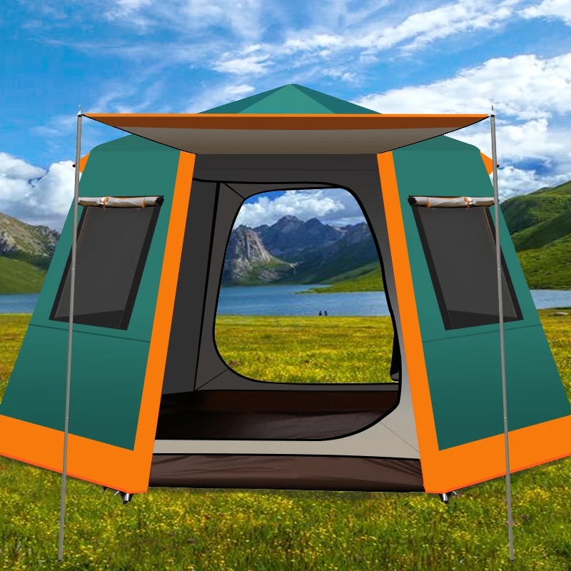 Plne automatické hydraulické jarné pól Hexagonal Stan Antistorm Sunkreen Sumotan Striebro potiahnuté Oxfordom veľkým vesmírnym rodinou Pergola