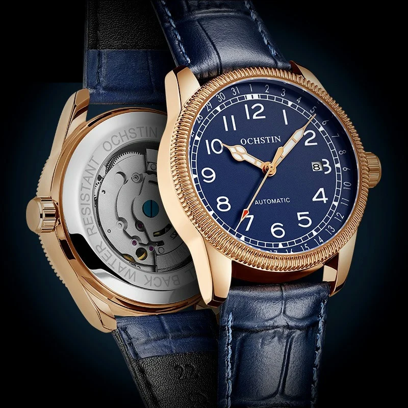 Plne automatické mechanické hodinky Classic Replica 42 mm číselník s kalendárnou sviečkovou kožou a nylonový remienok 3ATM