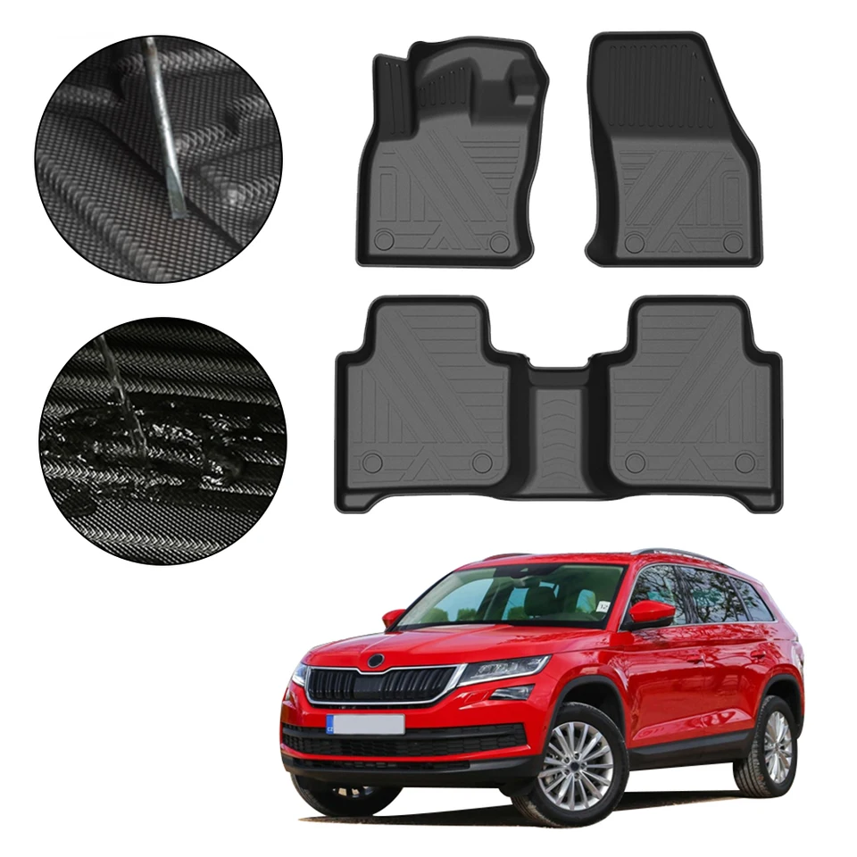 Plne obklopená podložka pre nohy pre skod Kodiaq 2017 2018 2019 2020 Vodotesný automobil s nekĺzavou gumovou podlahou Mat TPE Auto príslušenstva