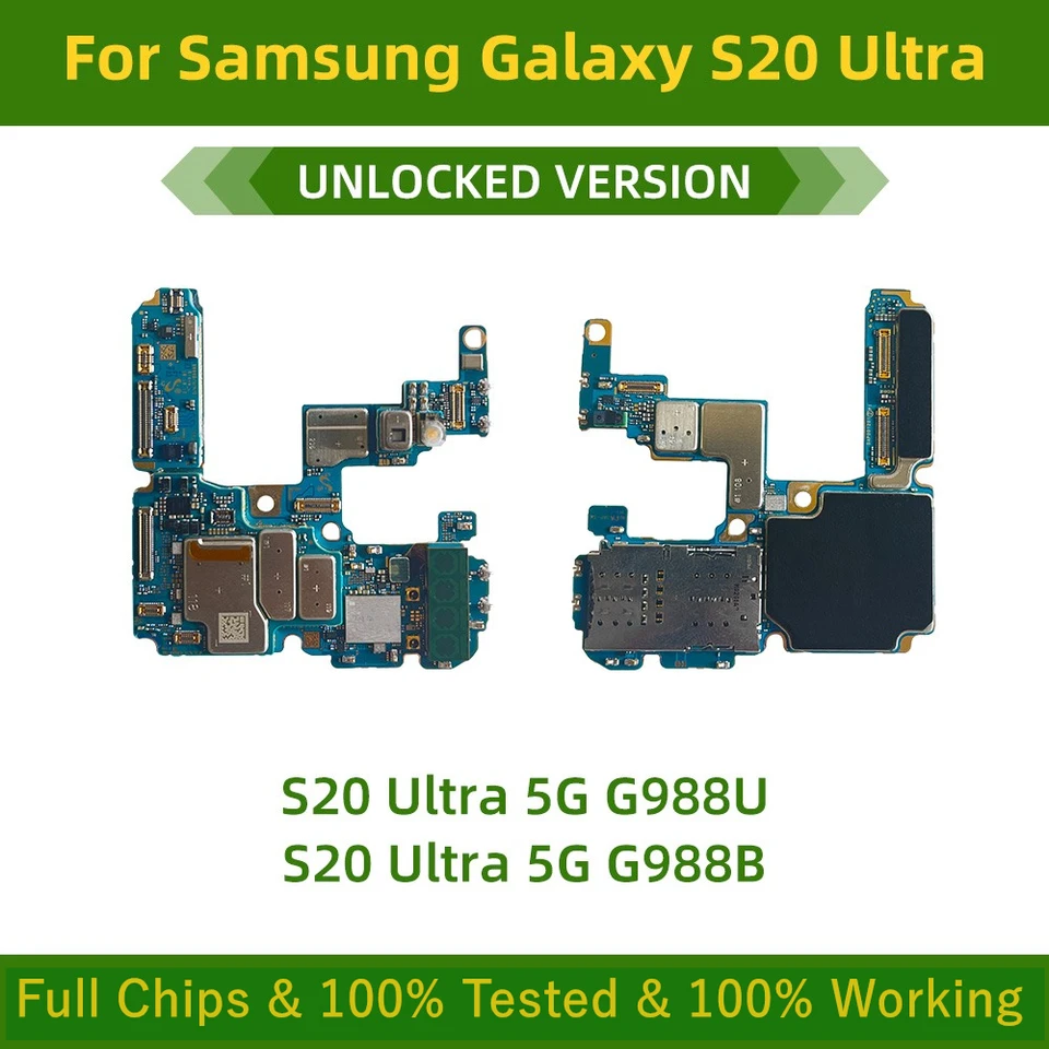 Plne testovaná základná doska pre Samsung Galaxy S20 ultra plná čips mainboard 100% pracovné odomknuté logické diely Výmena