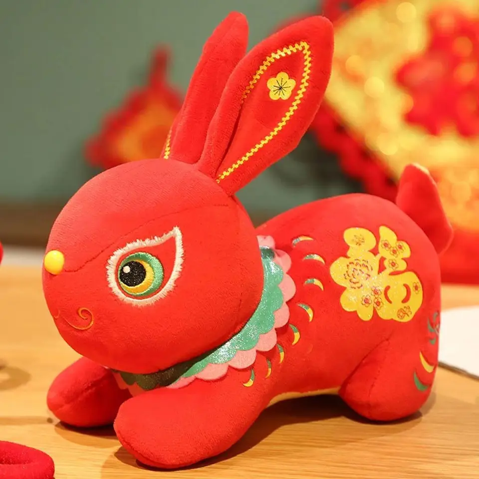 Plnené hračky Domáce dekorácie Novoročný plyšový zviera Bunny Bunny Plust Doll Rabbit Rok maskot králika plyšová plyšová hračka maskot králikov