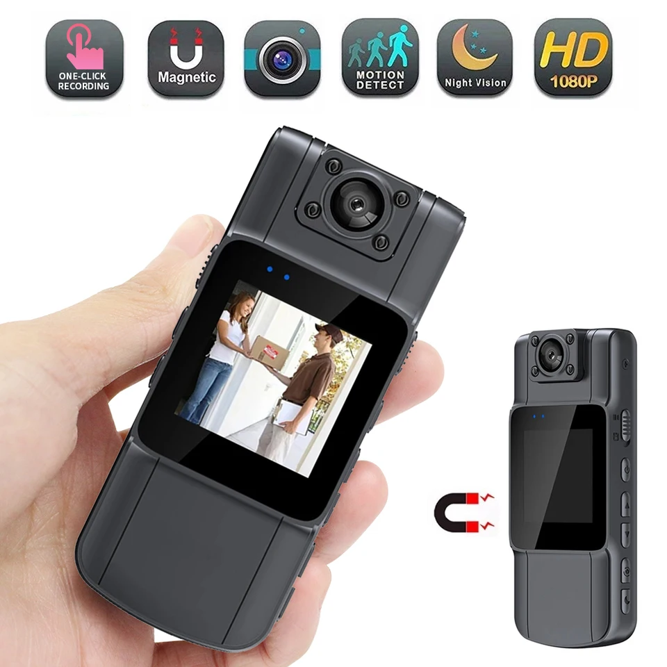 Plná 1080p HD Mini Camera 1000 mAh kamerová telesná policajná vačka malá 180 ° rotujúca bicykla Sports DV Car DVR