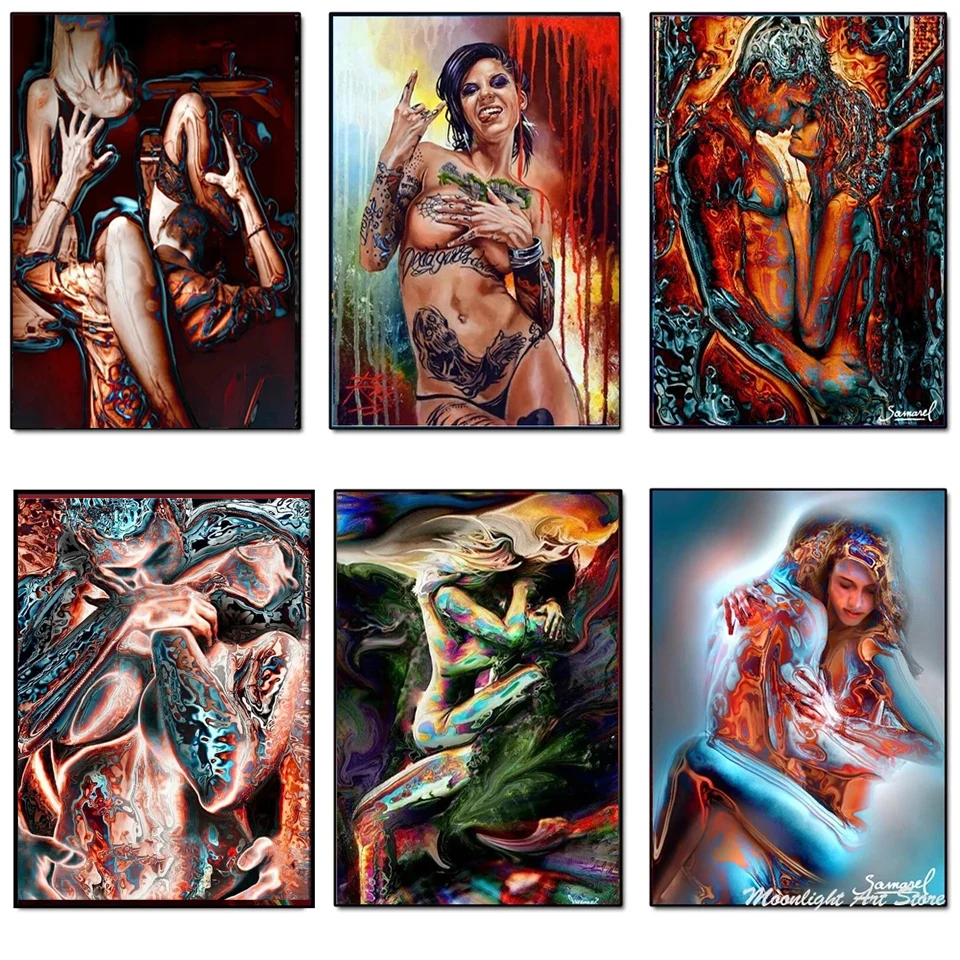 Plná diamantová mozaika Abstrakt nahého milenec sex DIY Diamond maľba nová sexy žena Body Art Stickers Diamond výšivka darček Q359
