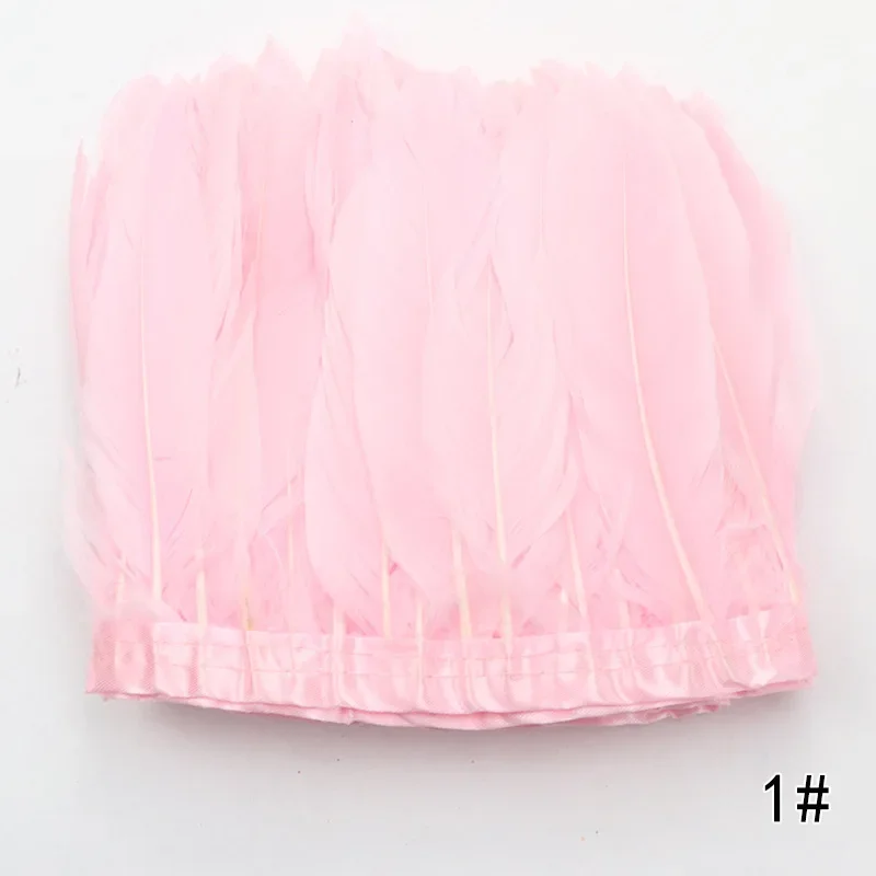Plná farba 2m/šarža husacie perie orezanie zafarbené skutočné husi Feather Fringe Ribbons pre šaty sukňové handrové dekoratívne oblečenie