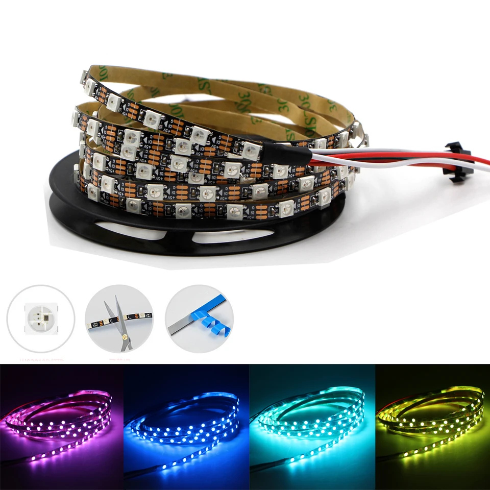 Plná farba úzka 3 mm 4 mm 5 mm PCB Flexibilná LED pásma LED svetlo WS2812B SK6812 RGBIC Programovateľné adresovateľné adresovateľné vysnívané farby inteligentný pixel