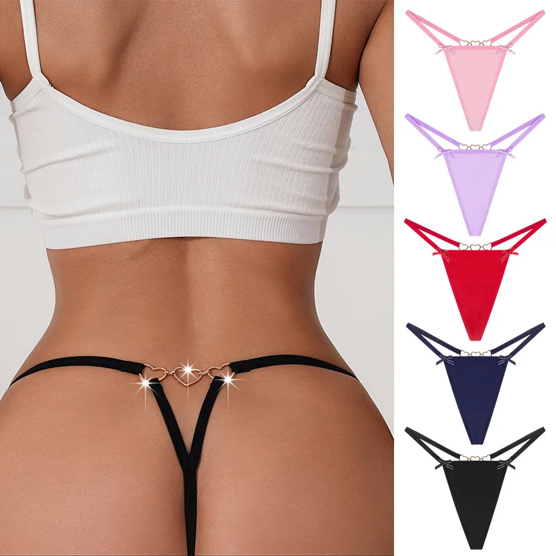 Plná farba špagety popruhy nohavičky Ženy Režiséry sexy milostný reťazec Bowknot Low Apar Underwear No Trace Female Panties plus veľkosť