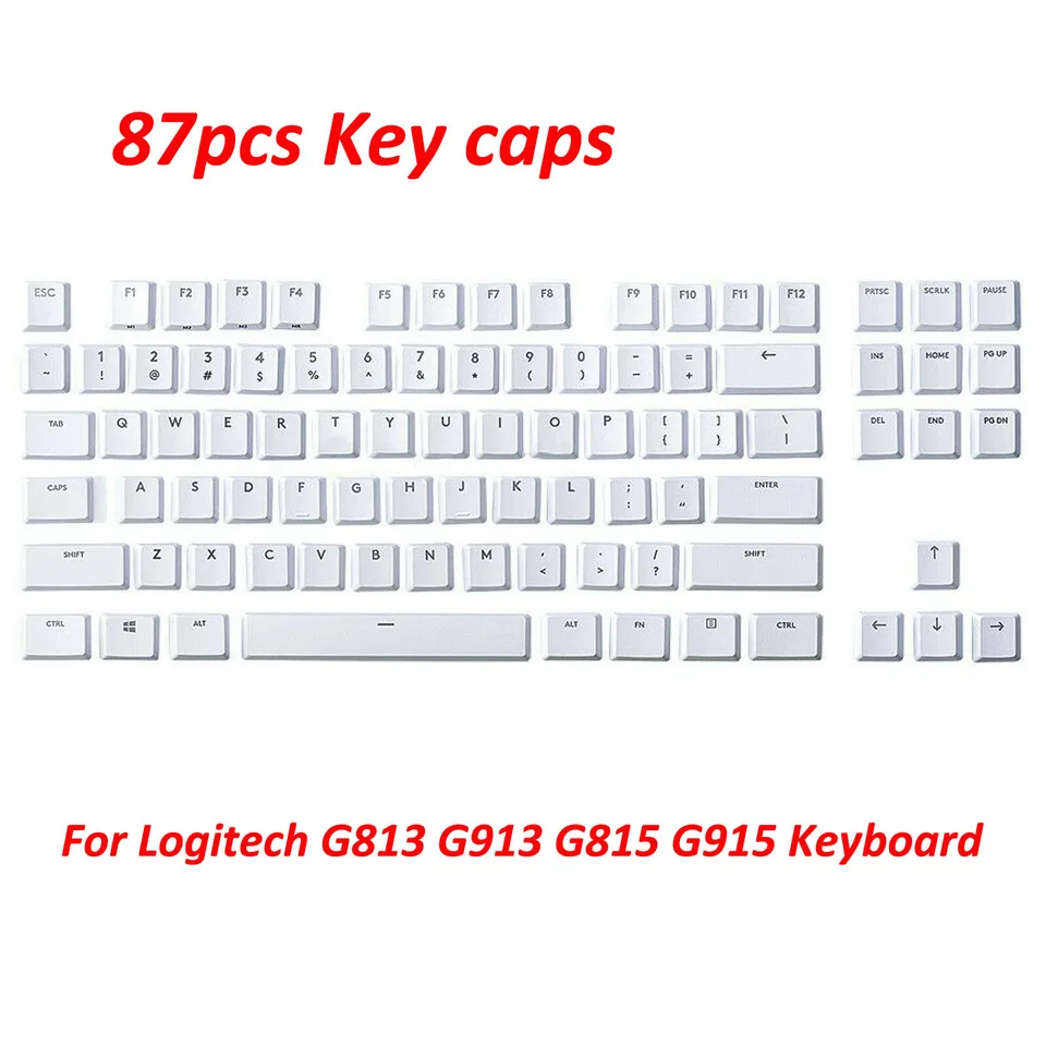 Plná sada G915 TKL 87 Kľúčové čiapky biele pre Logitech G813 G913 G815 G915 Klávesnica
