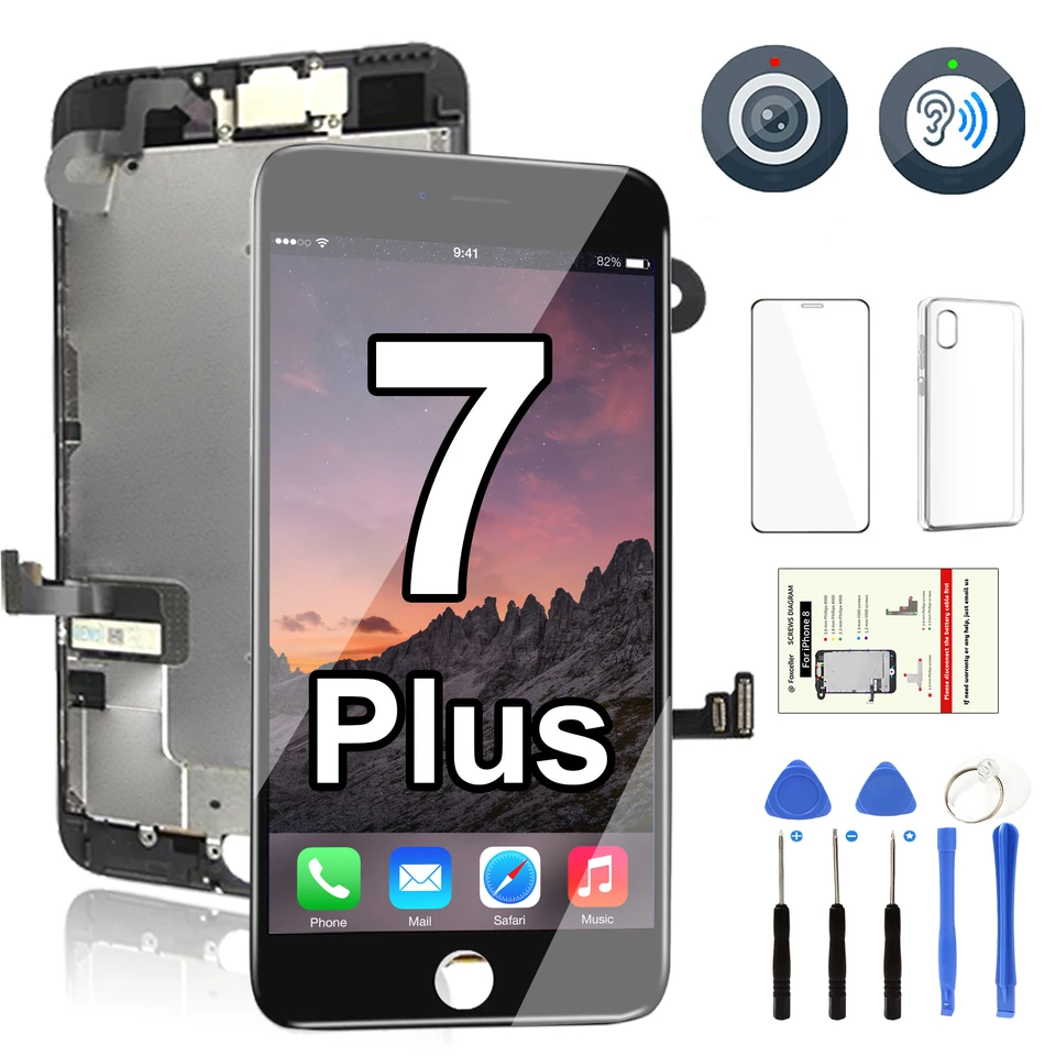 Plná súprava pre iPhone 7 Plus 7p LCD Screen Explant Complete zostava dotyk digitalizátora+fotoaparát+slúchadlo A1661 A1784 A1785