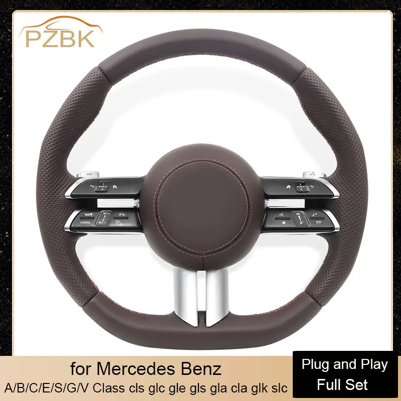 Plná súprava volantu hnedá zátka a hranie pre Mercedes Benz C63 E63 W212 W205 W204 W166 W177 W205 W213 W216 W217 W218 W222