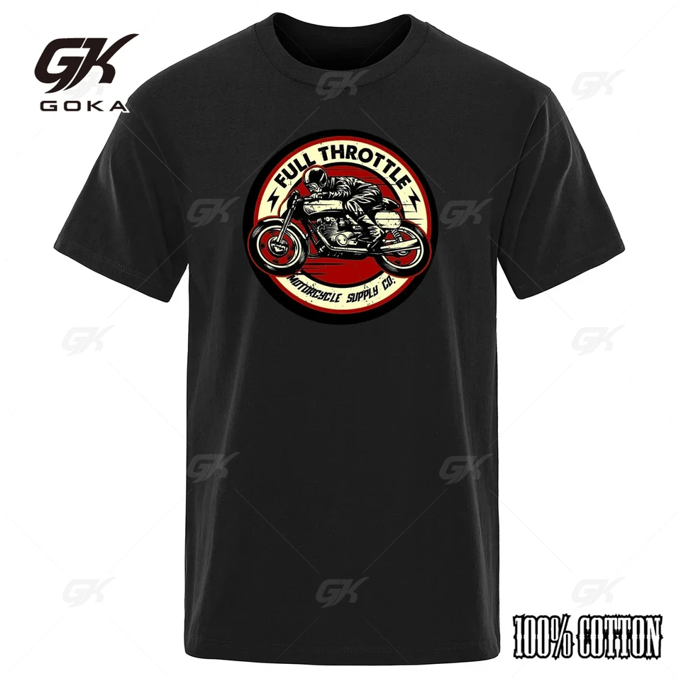 Plná škrtiaca kaviareň Racer Rockabilly Biker Tlačené tričko Men módne rukávy voľné bavlnené tričko letné voľné odpaliská