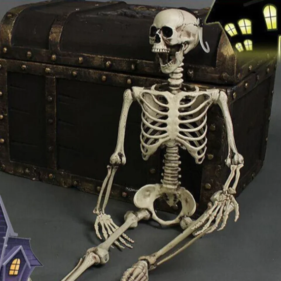Plná životná veľkosť ľudskej kostry Halloween prop 90 cm Haunted dom zavesenie rekvizity Halloween Movely Skeleton Halloween Ornament Hračky