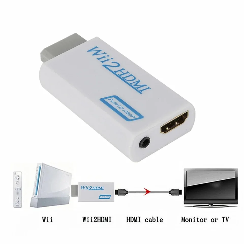 Plné HD 1080p Wii2HDMI HDMI kompatibilný prevodník 3,5 mm zvuk pre displej Monitora PC HDMI pre adaptér kompatibilný s Wii až HDMI