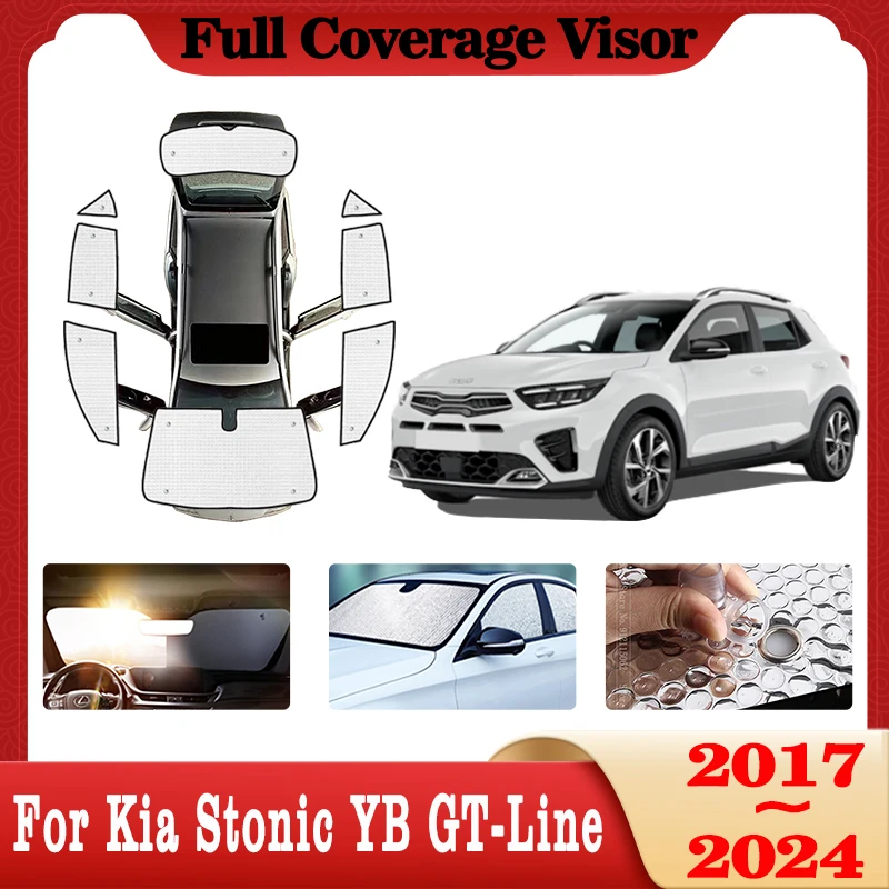 Plné kryty Sunshade pre Kia Stonic YB GT-Line 2017 ~ 2024 KONIEK ČINNOSTI Slnečné sklo Sunshade UV reflektor Sun Shade Visor Príslušenstvo