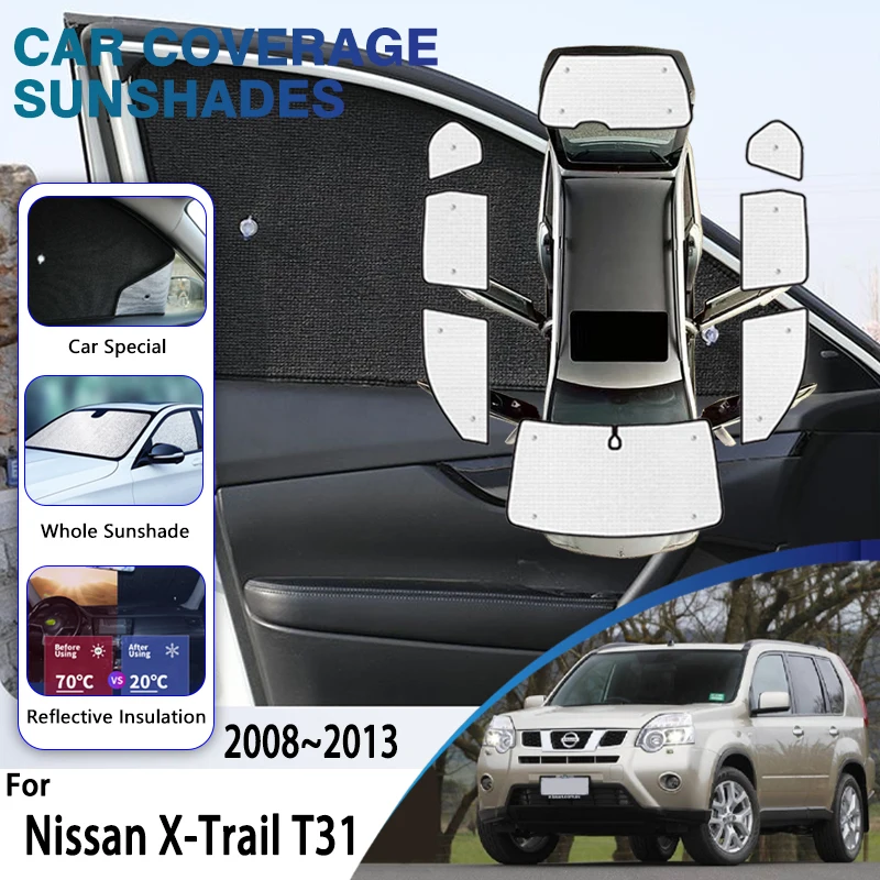 Plné pokrytie automobilu Sunshades pre Nissan X-Trail T31 2008 2009 2010 2012 2012 2012