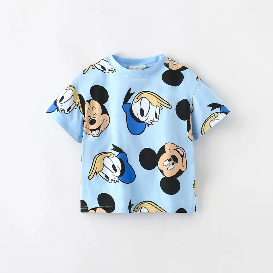 Plné tlačové tričko Disney Nové letné oblečenie chlapci Cascum Round Crck Cartoon Tees Deti móda tenká bavlna voľná základná košeľa