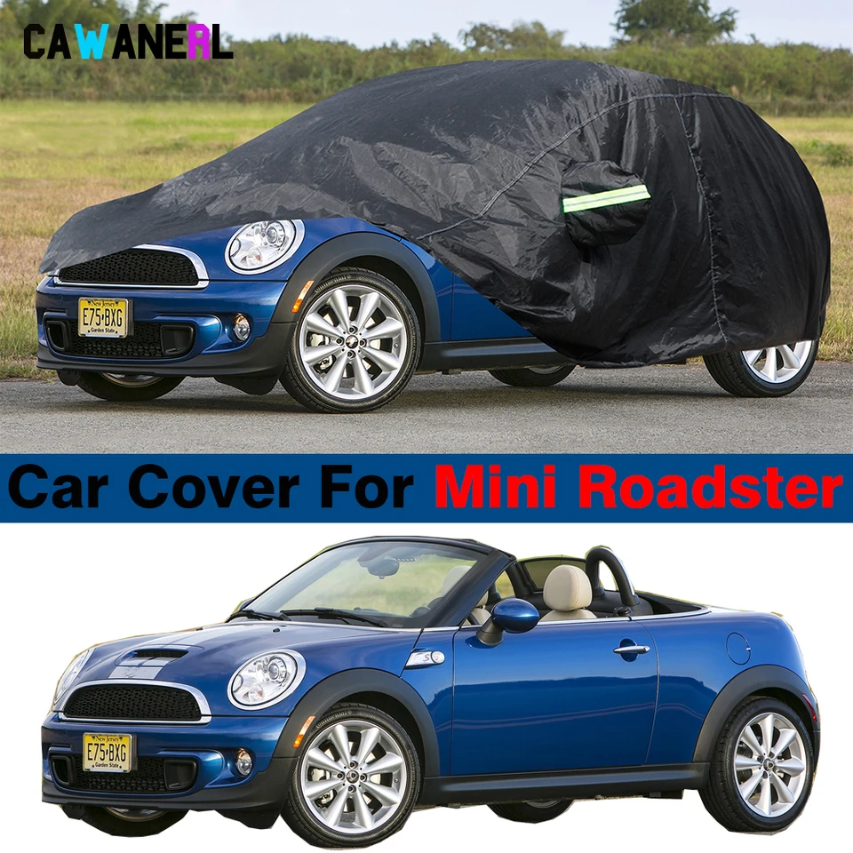 Plné čierne auto kryt Automatické anti UV Slnko Rain Sneh Sneh Drah Ochrata krytu vodotesného pre Mini Roadster 2012-2015