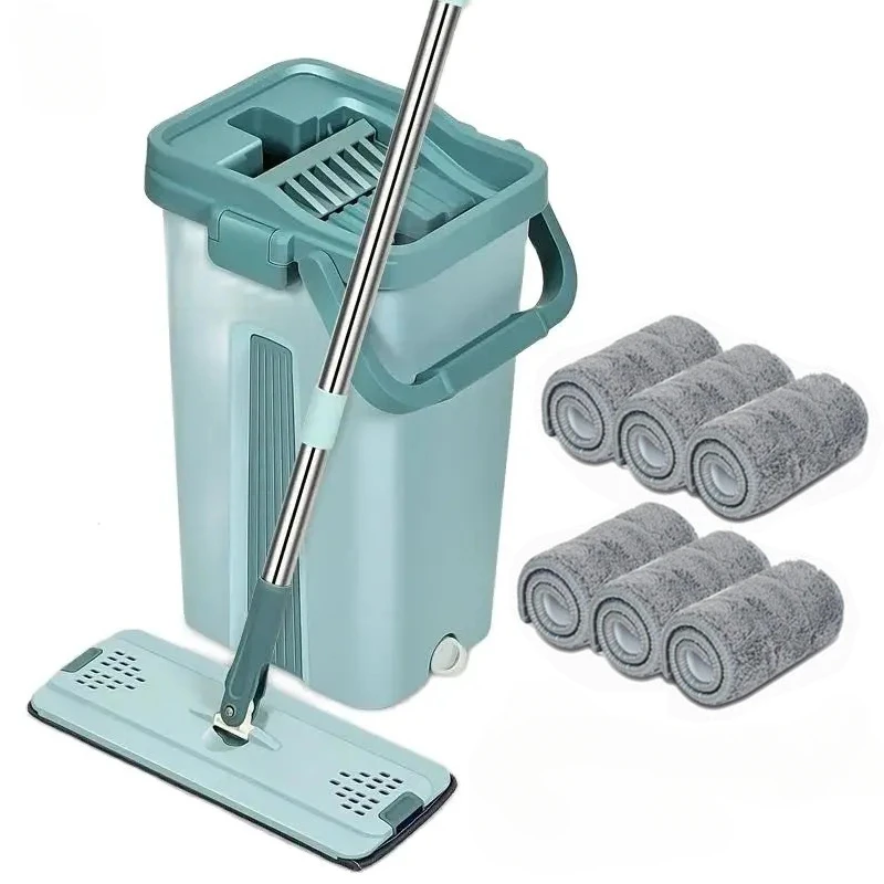 Ploché stláčanie mop s vedierkou bez ruky bez ruky na čistenie podlahy mop mop mop mopové doštičky mokré alebo suché použitie na lamináte z tvrdého dreva