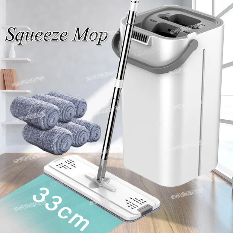 Ploché stláčanie mop s vedierkou Domácnosť Domáce čistenie mop a súprava vedier s mikrovláknami