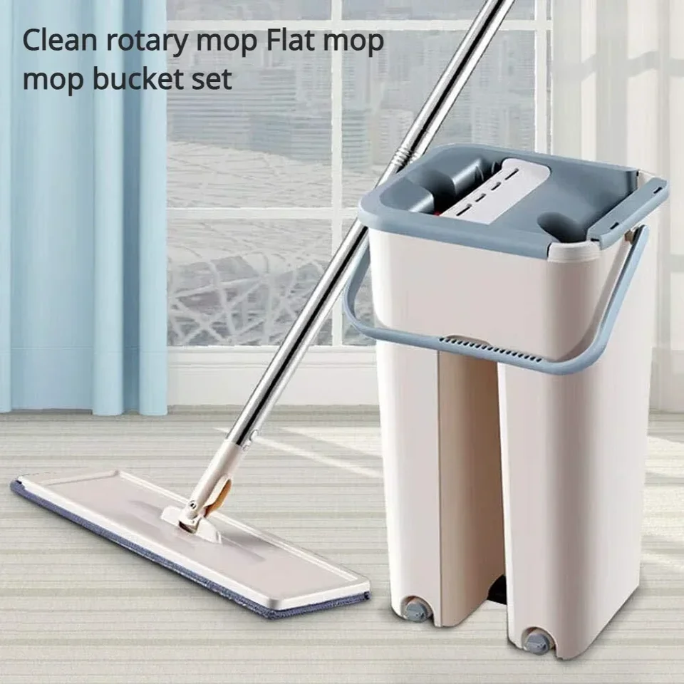 Plochý mop s ultrafínnou hlavou vlákniny, súpravou vedier rotačný mop a vymeniteľným mopom na čistenie podlahy