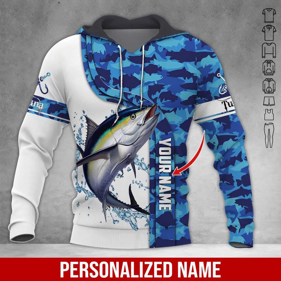 PLSTAR COSMOS Prispôsobené meno TUNA Rybovanie 3D tlačené módne pánske s kapucňou unisex Casual Autumn Zip-up kapucňa QDY12