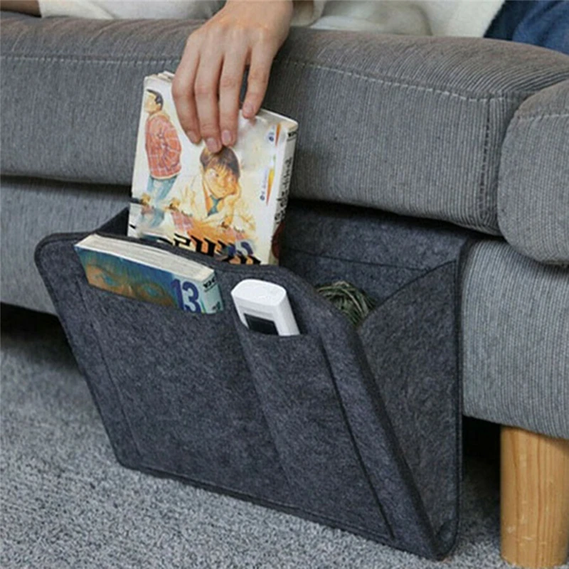 Plstená posteľná skladovacia taška organizátor Bed Desk Desk Taška Sofa TV diaľkové ovládanie zavesenie gauč Organizátor Ukladač Postele držiak vreciek