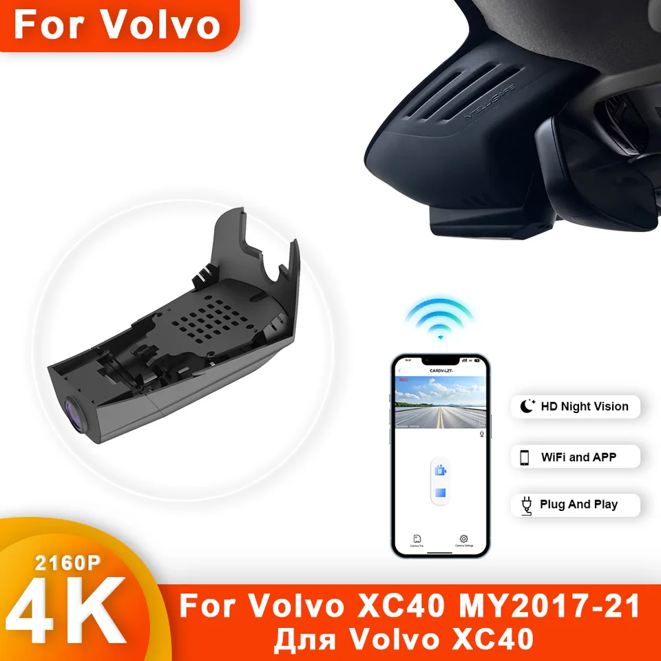 Plug and Play HD 4K 2K 1K WiFi Dash CAP DVR DVR DASH CAM pre Volvo XC40 2017-2023 DASKCAM VIDEO RECORDER ACTIONAL