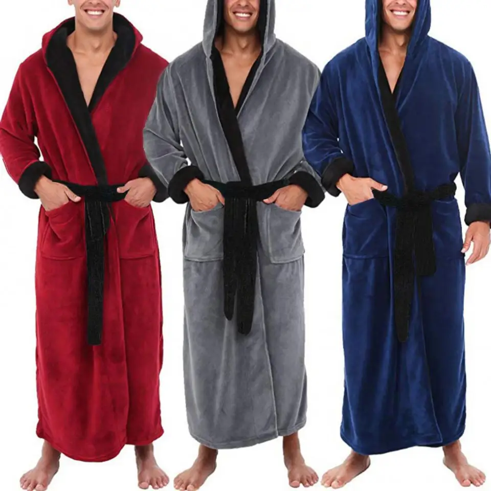 Plus veľkosti muži župan fleece župan kimono pyžamá pánske jesenné zimné flanel rúcho Zhruba koralové zamatové vane Homewear