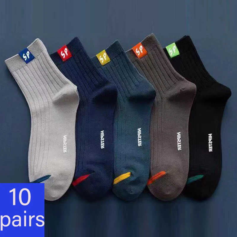 Plus veľkosť 10 párov/veľa pánskych ponožiek Polyester bavlna Cast Fashion Street Zábavné nové štýly Middle trubica Soft
