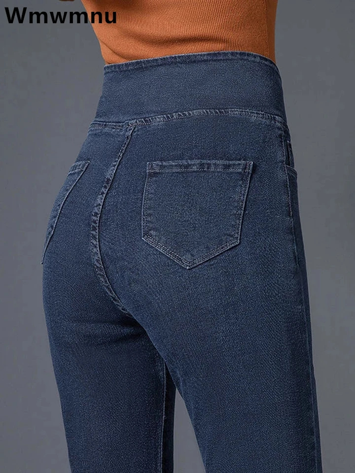Plus veľkosť 26-34 Skinny ceruzka džíns pre ženy High Waits Streetwear Legging Denim Pants Letter Letter Tlač Slim Stretch Jeans