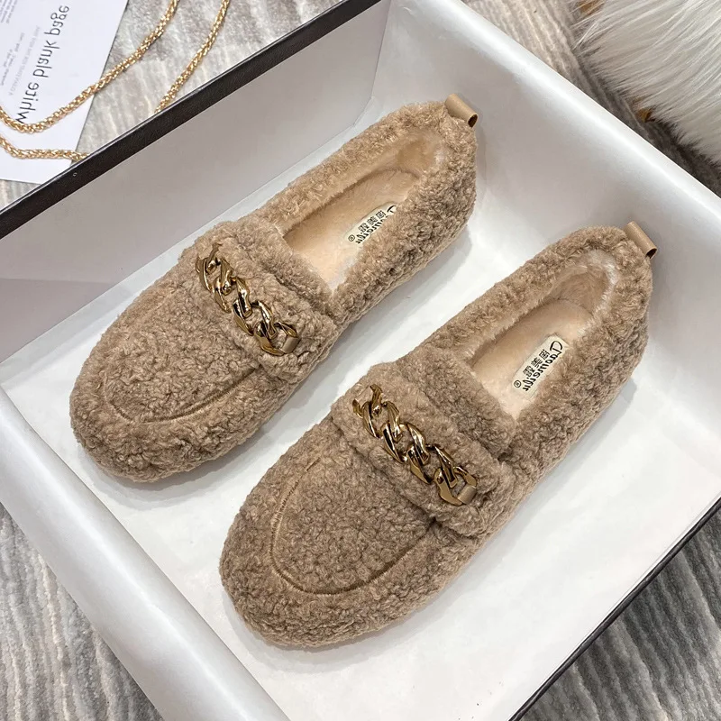 Plus veľkosť 33- 42 43 Dievčatá Dievčatá zimné topánky Cashmere Lamb Flats topánky plyšová podšívka