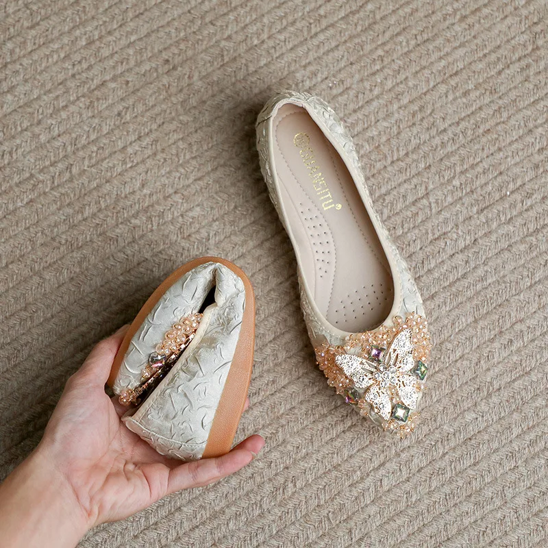 Plus veľkosť 34-43 Dámske topánky 2024 Nové mokasíry skĺznuté na ploché topánky Žena Zkladateľný balet Flats Dámske topánky Zapatos Mujer