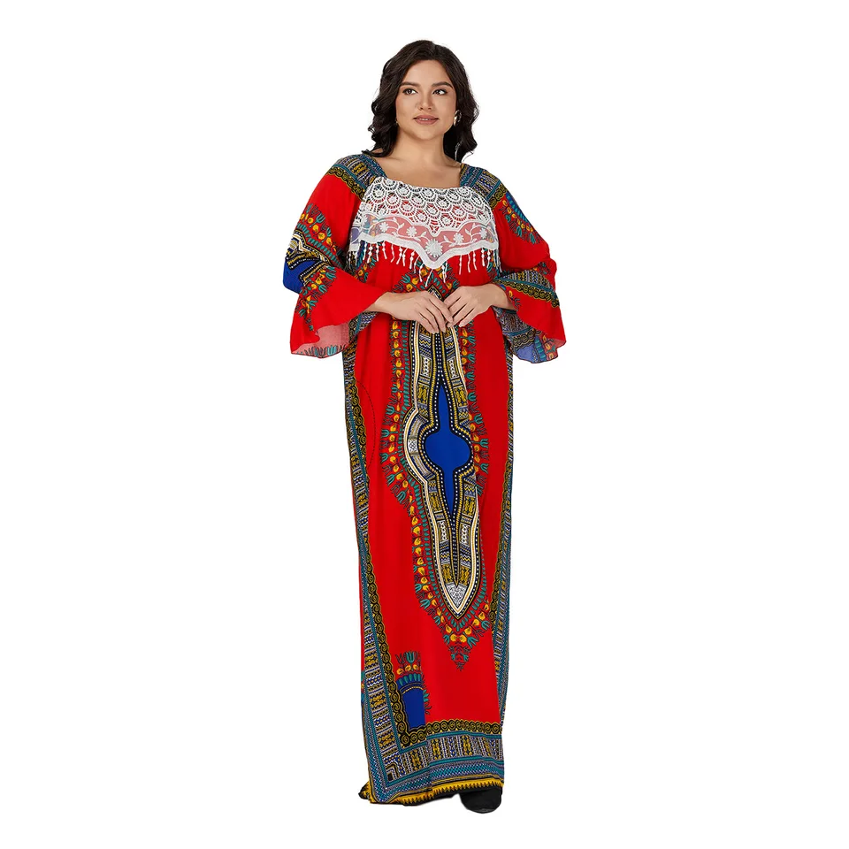 Plus veľkosť afrického dashiki letný grafický náhodný výtlačok abaya boubou šaty africké dámske marocké oblečenie celé sezóny kaftan