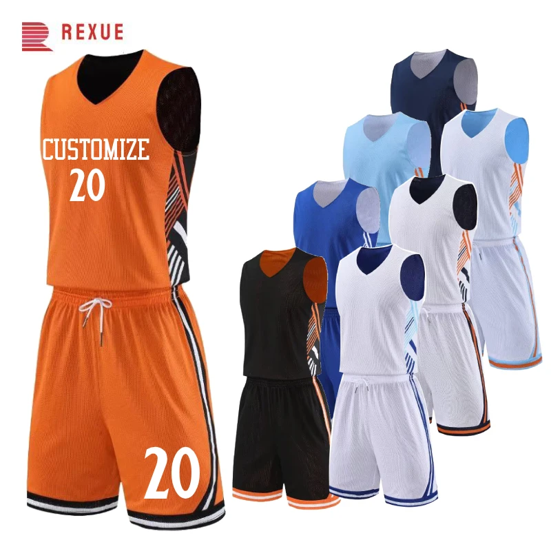 Plus veľkosť basketbalového dresu pre mužov a detské reverzibilné odevy basketbalového tímu môže vytlačiť názov Číslo vysokokvalitného dresu sieťoviny