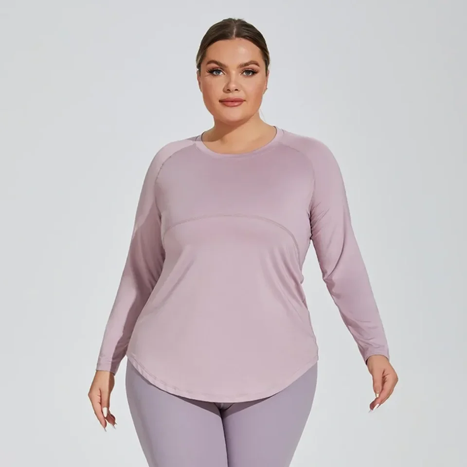 plus veľkosť dámskeho štíhleho jogového oblečenia priedušné s dlhým rukávom Running Fitness Top Sportswear Women