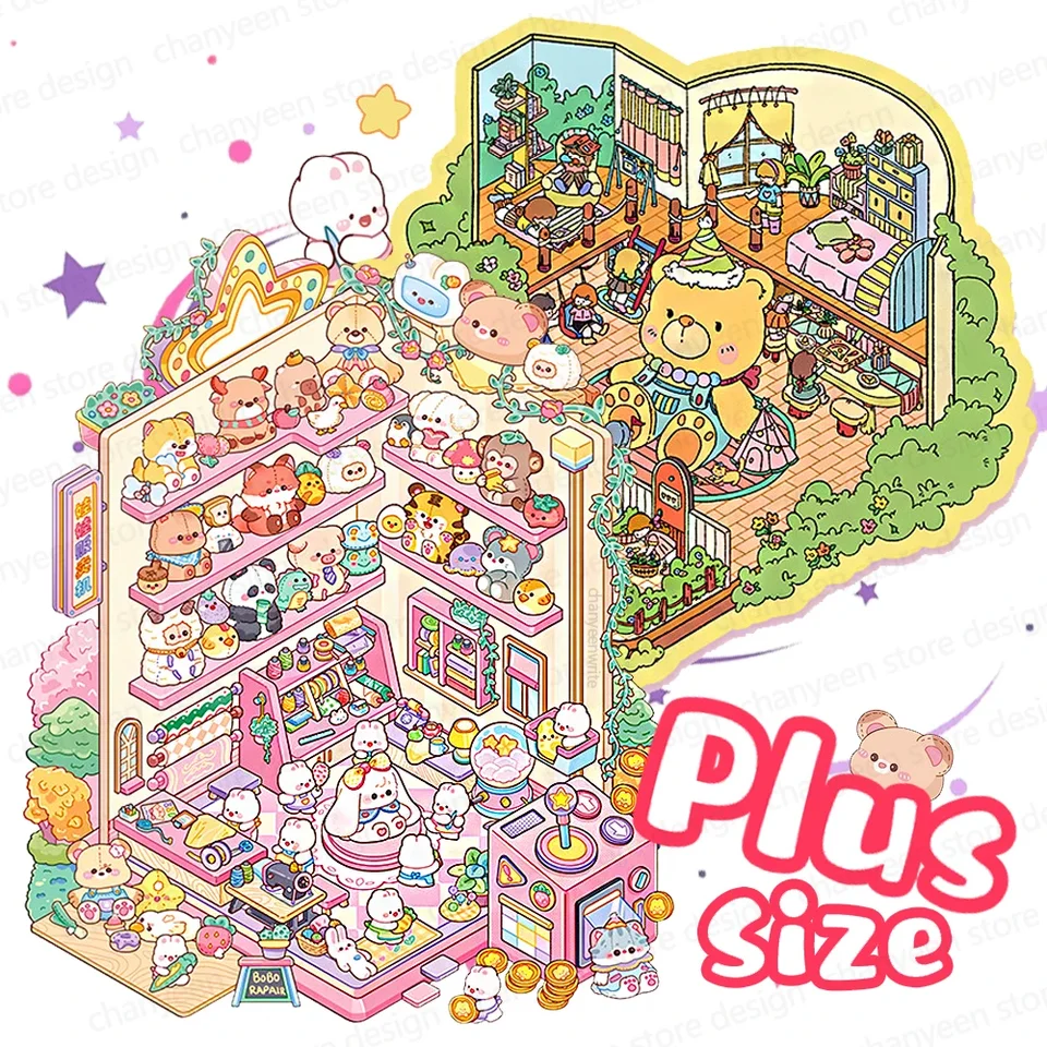 Plus veľkosť karikatúry hračky House Twarnscape Sticker 2.5d