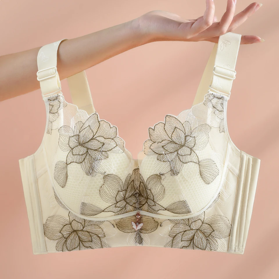 Plus veľkosť podprsenky pre ženy Sexy Criss Cross Push Up Brassiere Plné zadné pokrytie skryť tuk hladké podprsenky bezdrôtové spodné prádlo bezšvové BH