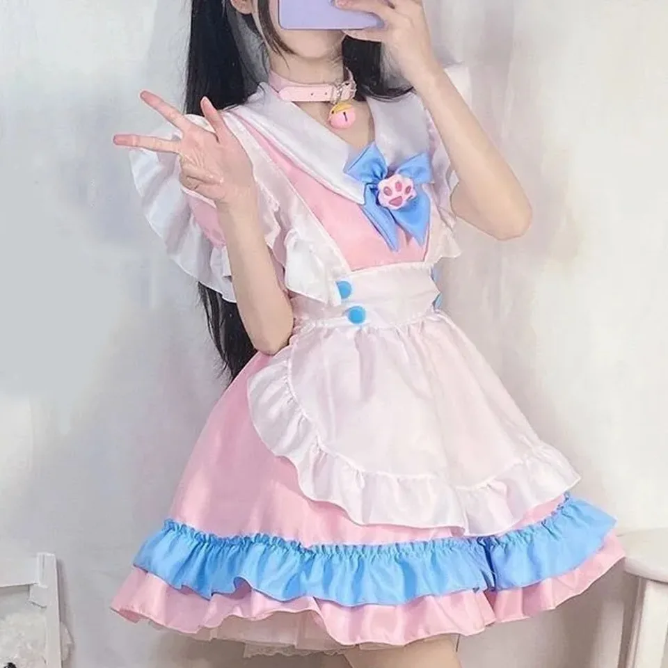 Plus veľkosť sissy kawaii šaty cosplay kostýmy Školské dievča slúžka oblečenie