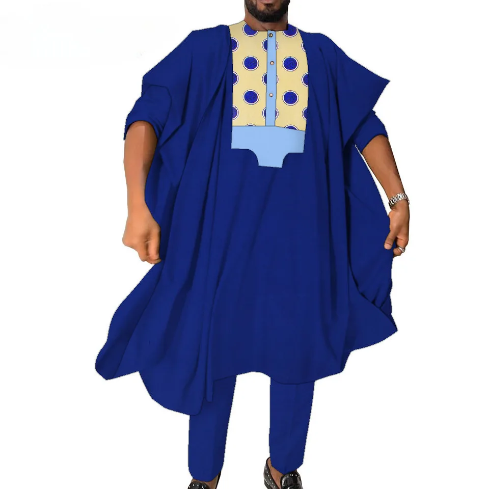 Plus veľkosť tradičného nigérijského agbada rúcha oblek abaya oblečenie bazin riche muži