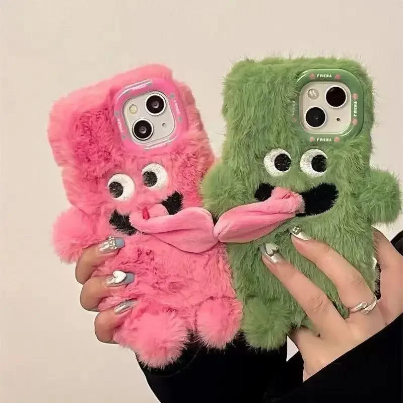 Plush jazyk Kiss Puzdro pre iPhone16 15 14 13 11 11 12 Pro Max Plus roztomilé vtipné milencov