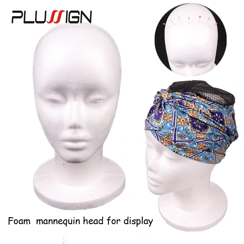 Plussign 20.5inch penový manekýn hlava Manikin hlava pre parochne polystyrofoam biely výcvik Manikin hlava na parochňu na styling vlasov