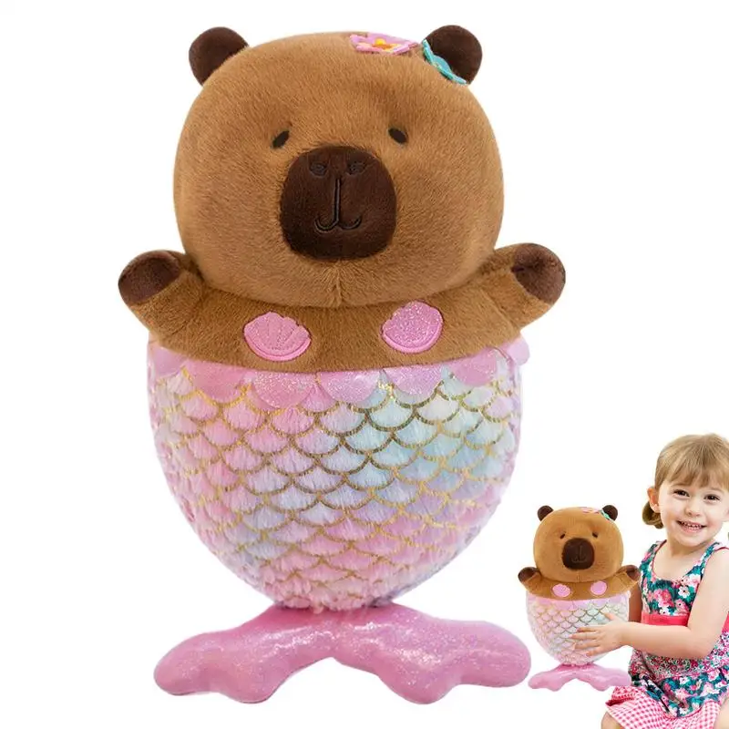 Plyšová kapybara bábika Huggable Plnená morská panna Capybara figurína rozkošná hračka pre bábiku Capybra pre chlapcov pre chlapcov