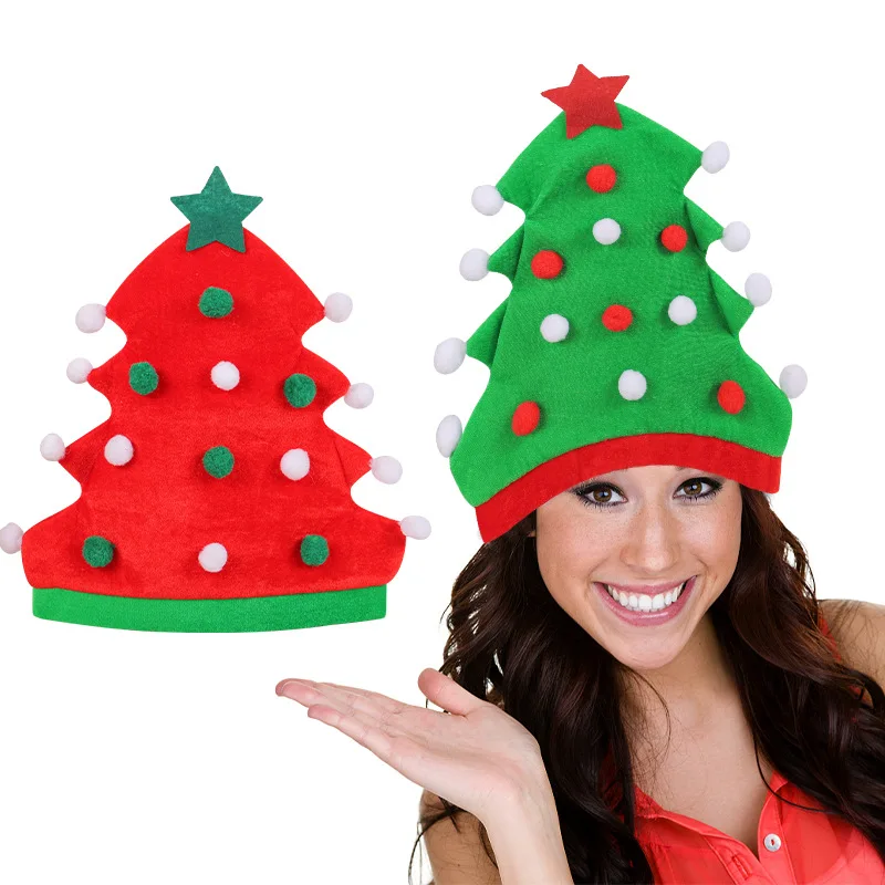 Plyšové vianočné klobúky santa klobúk vianočné tvary stromu sa obliekajú na veselé vianočné sviatočné kostýmy rekvizity noel novoročné darček