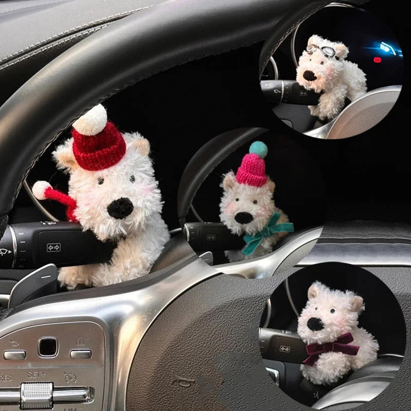 Plyšové šteniatko Doll Clutch Dekorácie vozidla Turn Signal Switch Ozdoby Kawaii psie auto stierač Doll Auto interiérové ​​príslušenstvo