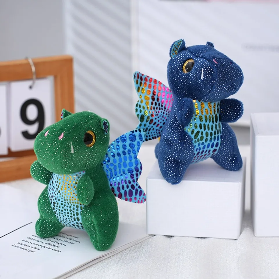Plyšový drak plyšový kľúče plnené bábiky PP PP Flying drak plyšový keychain malý 12 cm lietajúci dinosaurus plyšový prívesok