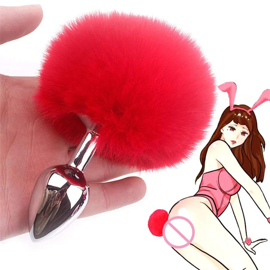 Plyšový kovový análny zástrčka Sexy králičie chvost cosplay pre dospelé hry s hladkým dotykom bunny chvost análny zadok plug flirt sexuálne hračky pre ženy