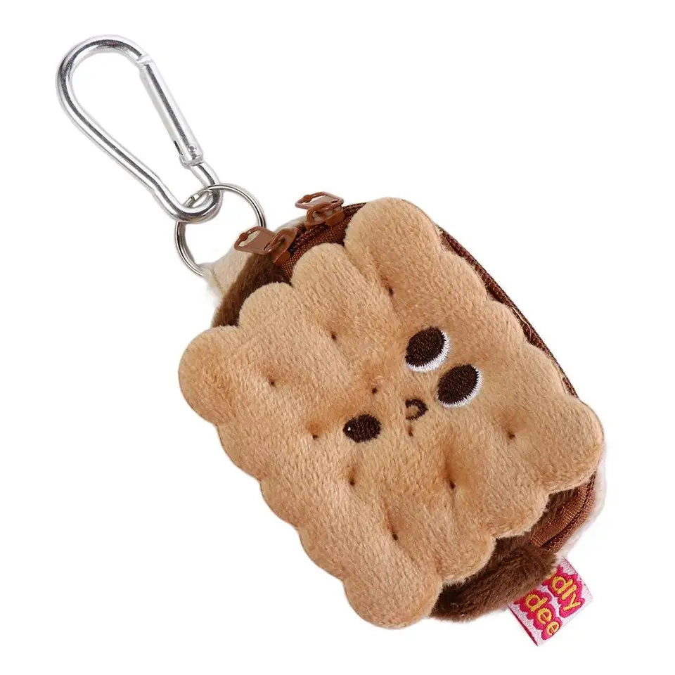 Plyšový plyšový koláč pre slúchadlá vrecko sušienky Similation Similation Similation Food Plush Cake mince vrecko na zips kawai plyšové sušienky mince