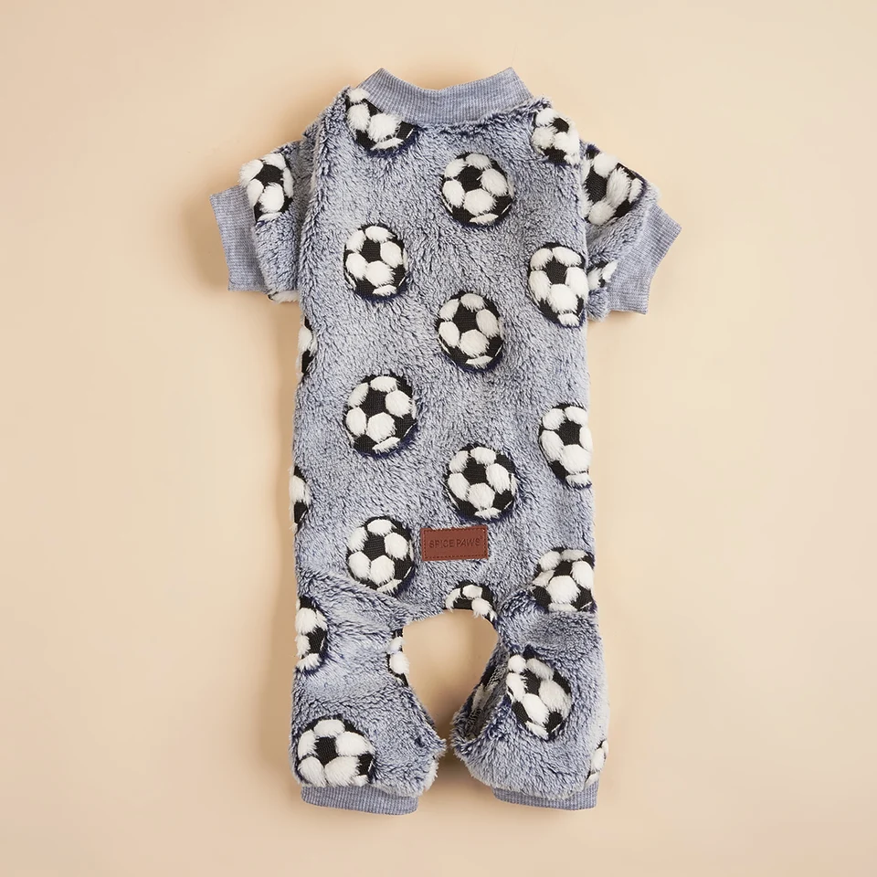Plyšový psí pyžamo pre malé psy dievča zimné teplé šteniatko pjs fleece oblečenie sveter outfit Cold Weather ps futbalové športové domáce zviera
